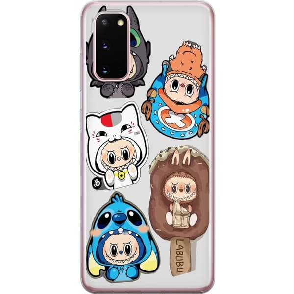 Samsung Galaxy S20 Läpinäkyvä kuori Labubu hahmokokoelma - Pop Mart Labubu The Monsters väriluulisessa muotoilussa
