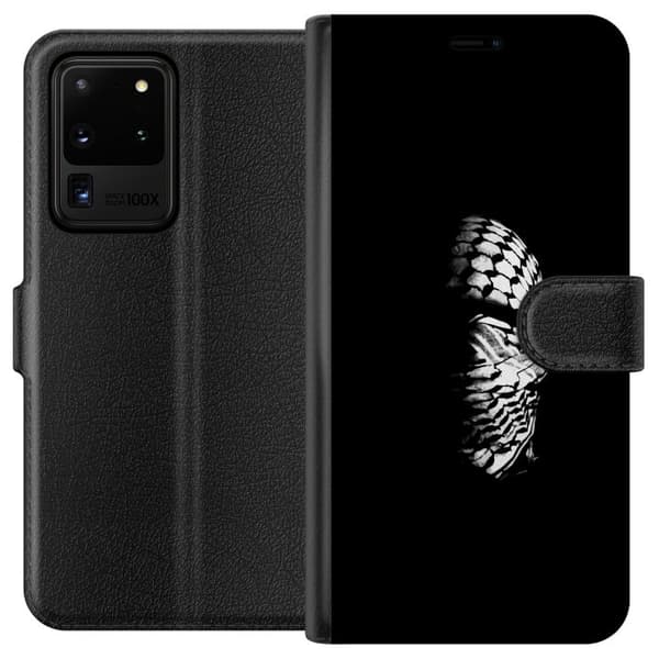 Samsung Galaxy S20 Ultra Lommeboketui Keffiyeh-mønster - klassisk svart-hvit palestinsk sjal med kulturell betydning