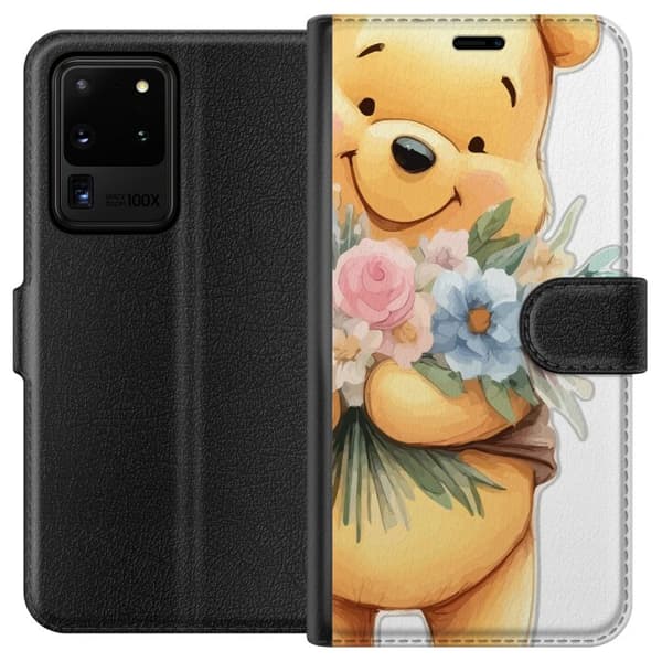 Samsung Galaxy S20 Ultra Lommeboketui Nalle Puh med blomster - klassisk barnefavoritt i en blomstrende vår miljø