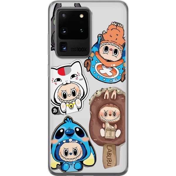 Samsung Galaxy S20 Ultra Gennemsigtig cover Labubu figur samling - Pop Mart Labubu The Monsters i farverigt design