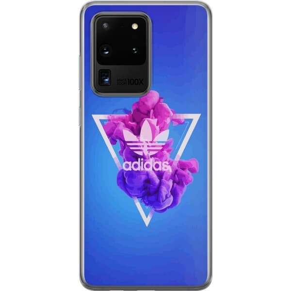 Samsung Galaxy S20 Ultra Gjennomsiktig deksel Adidas-inspirert blått design - sporty motiv med retro vibe i blåtoner