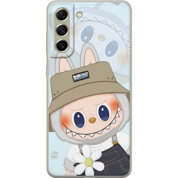 Samsung Galaxy S21 FE 5G Genomskinligt Skal Labubu med hatt – Pop Mart-figur Mr. Butcher i retro stil med karaktär