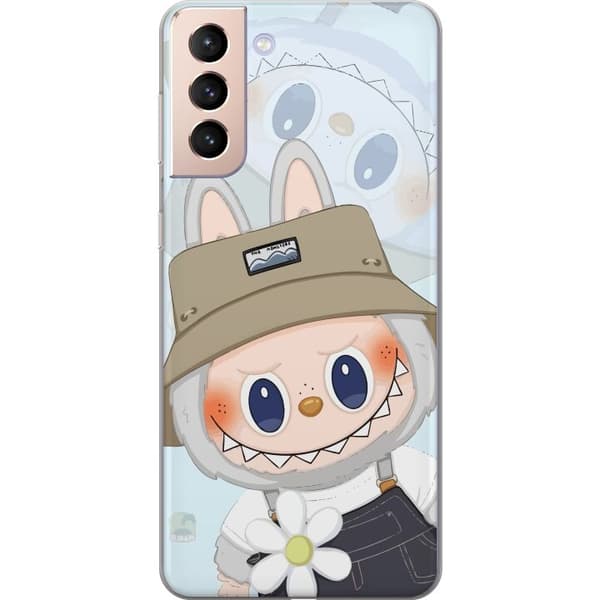 Samsung Galaxy S21 Genomskinligt Skal Labubu med hatt – Pop Mart-figur Mr. Butcher i retro stil med karaktär