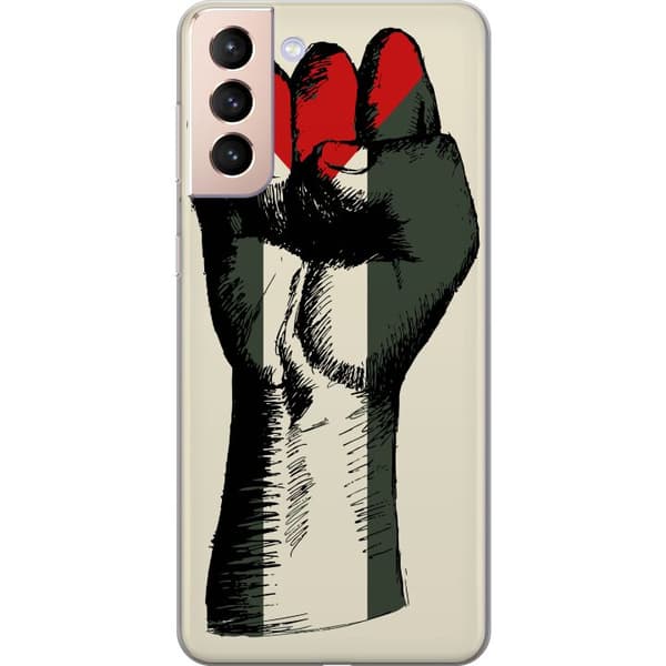 Samsung Galaxy S21 Genomskinligt Skal Hand knuten i Palestinas färger – kraftfull symbol för frihetsrörelsen