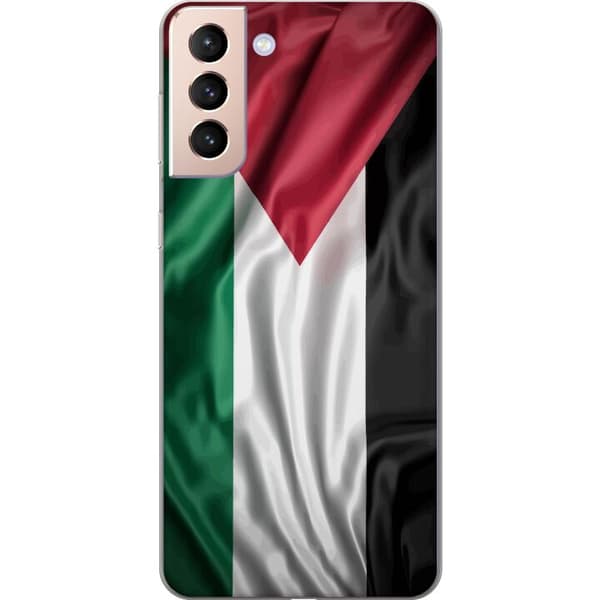 Samsung Galaxy S21 Genomskinligt Skal Palestinaflaggan – ikoniskt frihetsmotiv i rött, svart, vitt och grönt