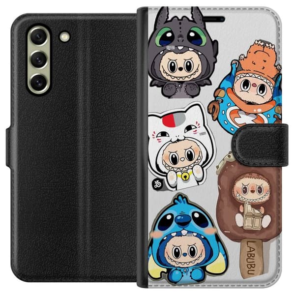 Samsung Galaxy S21 FE 5G Lompakkokotelo Labubu hahmokokoelma - Pop Mart Labubu The Monsters väriluulisessa muotoilussa