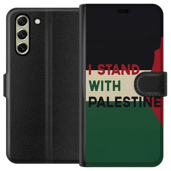 Samsung Galaxy S21 FE 5G Tegnebogsetui Stå sammen med Palæstina - solidaritetsdesign med en stærk besked
