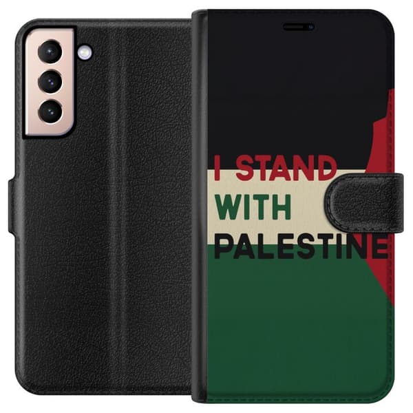Samsung Galaxy S21 Plånboksfodral Stand with Palestine – solidaritetsdesign med starkt budskap