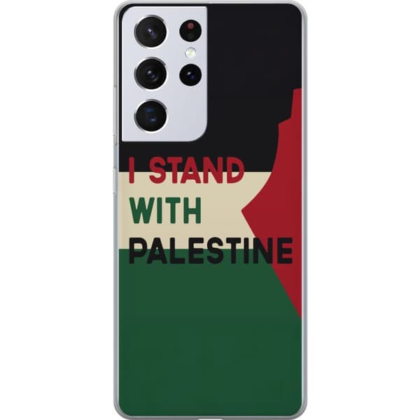 Samsung Galaxy S21 Ultra 5G Genomskinligt Skal Stand with Palestine – solidaritetsdesign med starkt budskap