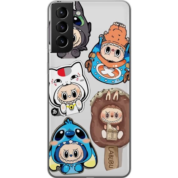 Samsung Galaxy S21+ 5G Genomskinligt Skal Labubu figursamling – Pop Mart Labubu The Monsters i färgglad design