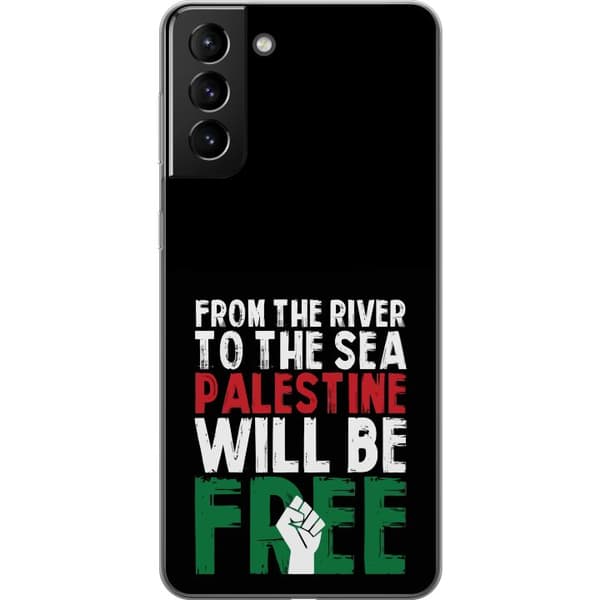 Samsung Galaxy S21+ 5G Genomskinligt Skal Free Palestine – politiskt statement med kraftfullt grafiskt uttryck