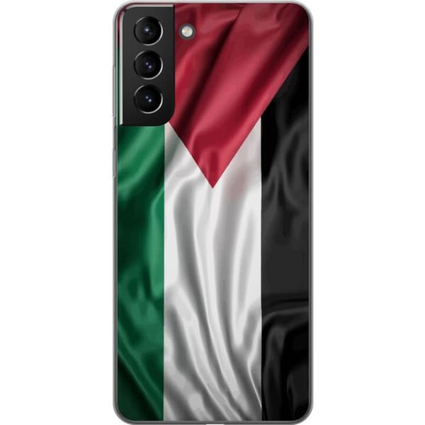 Samsung Galaxy S21+ 5G Genomskinligt Skal Palestinaflaggan – ikoniskt frihetsmotiv i rött, svart, vitt och grönt