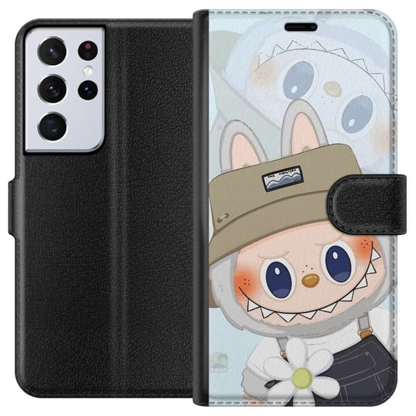 Samsung Galaxy S21 Ultra 5G Tegnebogsetui Labubu med hat - Pop Mart figur Mr. Butcher i retro-stil med karakter