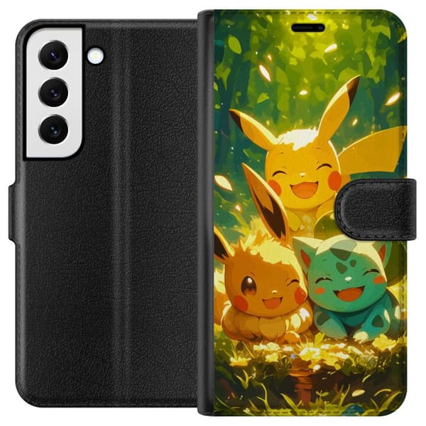Samsung Galaxy S22+ 5G Tegnebogsetui Pixelmonster spillestil - farverig design til retro-elskende gamere