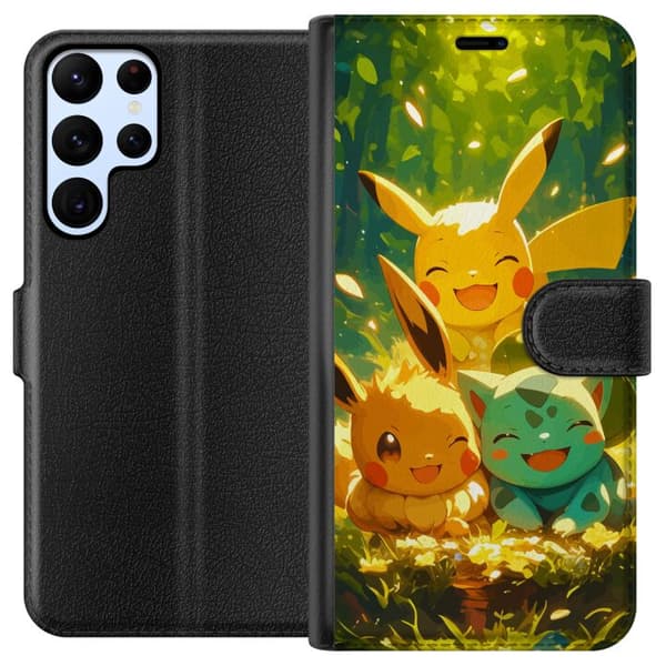 Samsung Galaxy S22 Ultra 5G Lompakkokotelo Pixelmonster pelityyli - värikäs muotoilu retroa rakastaville pelaajille