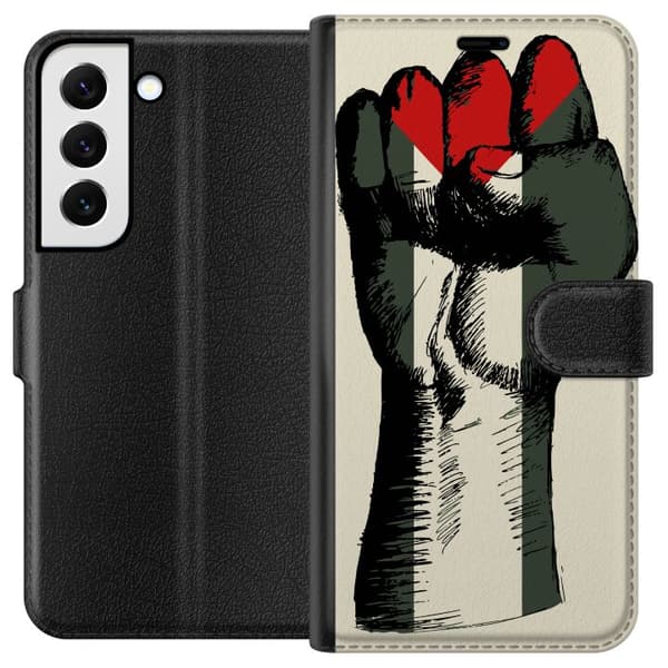 Samsung Galaxy S22 5G Lommeboketui Hand knyttet i Palestinas farger - kraftig symbol for frihetsbevegelsen