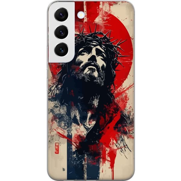 Samsung Galaxy S22 5G Gjennomsiktig deksel Jesus med kors - kristent motiv med sterk symbolikk om tro og håp