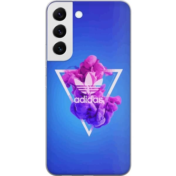 Samsung Galaxy S22 5G Gjennomsiktig deksel Adidas-inspirert blått design - sporty motiv med retro vibe i blåtoner