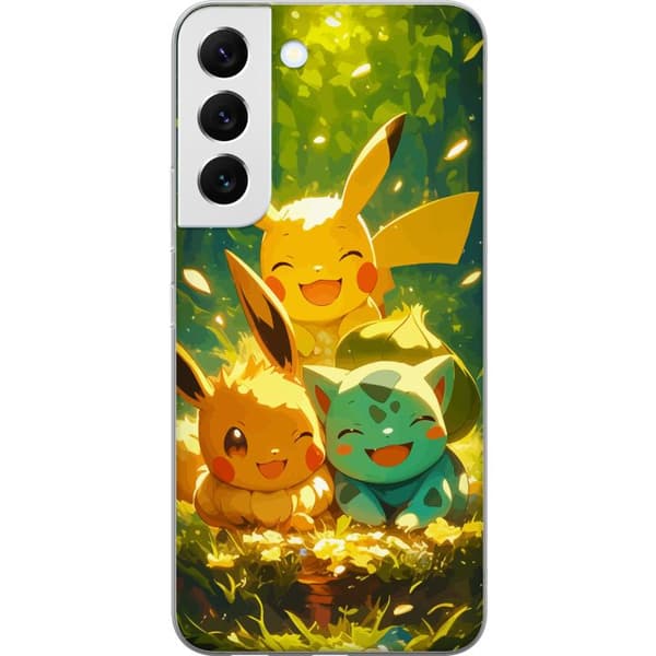 Samsung Galaxy S22+ 5G Genomskinligt Skal Pixelmonster spelstil – färgstark design för retroälskande gamers