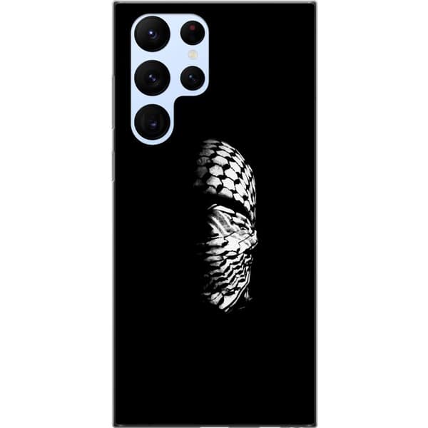 Samsung Galaxy S22 Ultra 5G Gennemsigtig cover Keffiyeh-mønster - klassisk sort-hvid palæstinensisk tørklæde med kulturel betydning