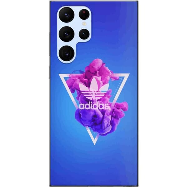 Samsung Galaxy S22 Ultra 5G Gjennomsiktig deksel Adidas-inspirert blått design - sporty motiv med retro vibe i blåtoner
