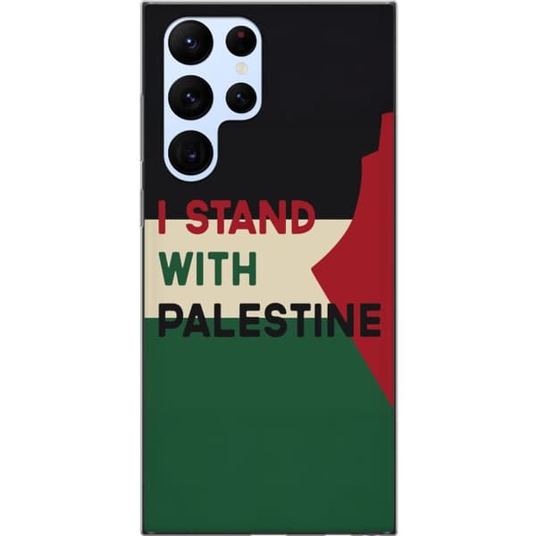 Samsung Galaxy S22 Ultra 5G Läpinäkyvä kuori Pysähdy Palestiinan puolesta - solidaarisuussuunnittelu vahvalla viestillä