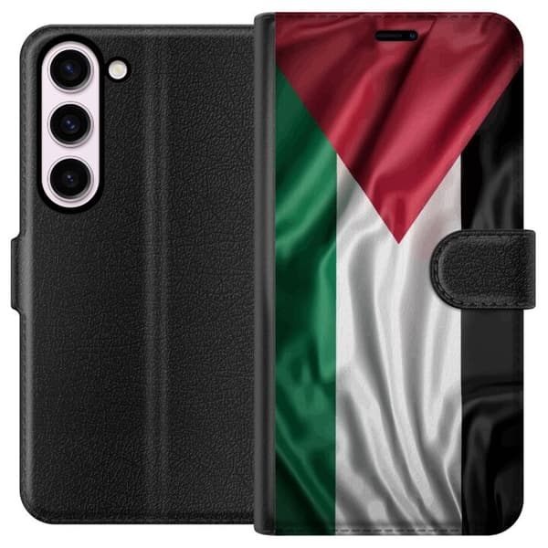 Samsung Galaxy S23 Plånboksfodral Palestinaflaggan – ikoniskt frihetsmotiv i rött, svart, vitt och grönt