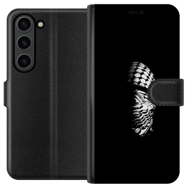 Samsung Galaxy S24 Lommeboketui Keffiyeh-mønster - klassisk svart-hvit palestinsk sjal med kulturell betydning