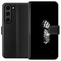 Miniatyrbilde 1 av 3: Samsung Galaxy S24 Lommeboketui Keffiyeh-mønster - klassisk svart-hvit palestinsk sjal med kulturell betydning