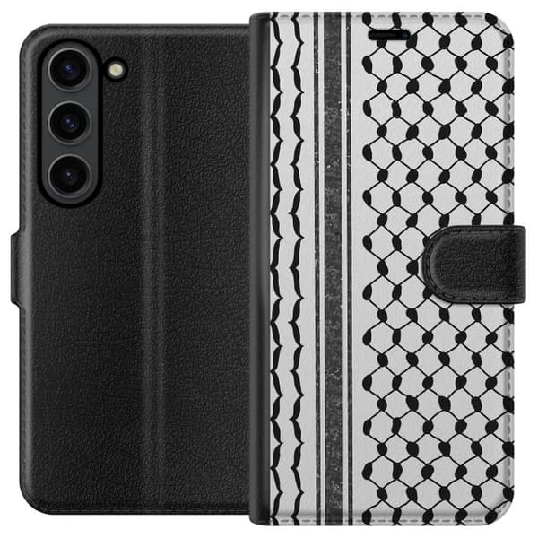 Samsung Galaxy S24 Lommeboketui Palestinsk mønster - inspirert av tradisjonell stil keffiyeh-stoff
