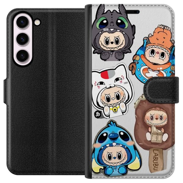 Samsung Galaxy S23+ Tegnebogsetui Labubu figur samling - Pop Mart Labubu The Monsters i farverigt design