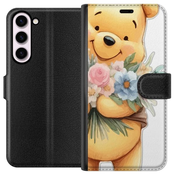 Samsung Galaxy S23+ Lommeboketui Nalle Puh med blomster - klassisk barnefavoritt i en blomstrende vår miljø
