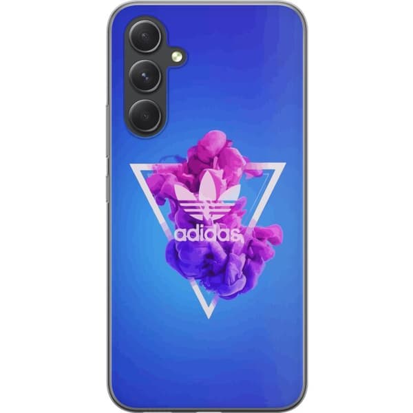 Samsung Galaxy S24 FE Gennemsigtig cover Adidas-inspireret blåt design - sporty motiv med retrovibe i blå toner