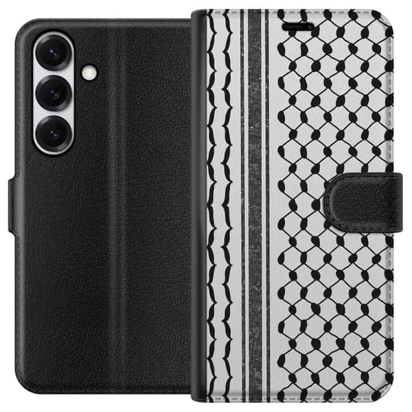 Samsung Galaxy S25 Lompakkokotelo Palestiinalainen kuvio - perinteiseen tyyliin inspiroima keffiyeh-kangas