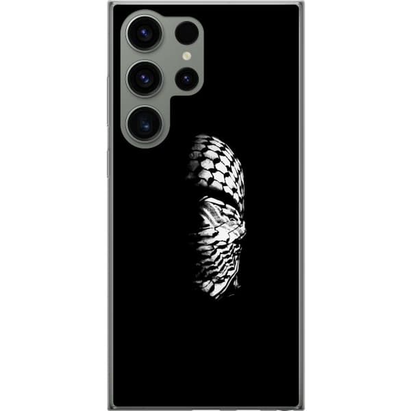 Samsung Galaxy S23 Ultra Gennemsigtig cover Keffiyeh-mønster - klassisk sort-hvid palæstinensisk tørklæde med kulturel betydning