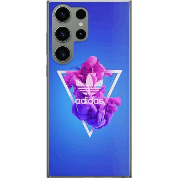 Samsung Galaxy S23 Ultra Gjennomsiktig deksel Adidas-inspirert blått design - sporty motiv med retro vibe i blåtoner