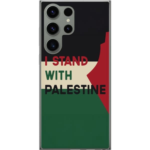 Samsung Galaxy S23 Ultra Läpinäkyvä kuori Pysähdy Palestiinan puolesta - solidaarisuussuunnittelu vahvalla viestillä
