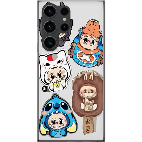 Samsung Galaxy S24 Ultra Gjennomsiktig deksel Labubu figure samling - Pop Mart Labubu The Monsters i fargerik design
