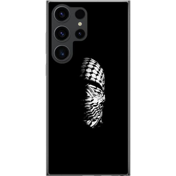Samsung Galaxy S24 Ultra Gjennomsiktig deksel Keffiyeh-mønster - klassisk svart-hvit palestinsk sjal med kulturell betydning