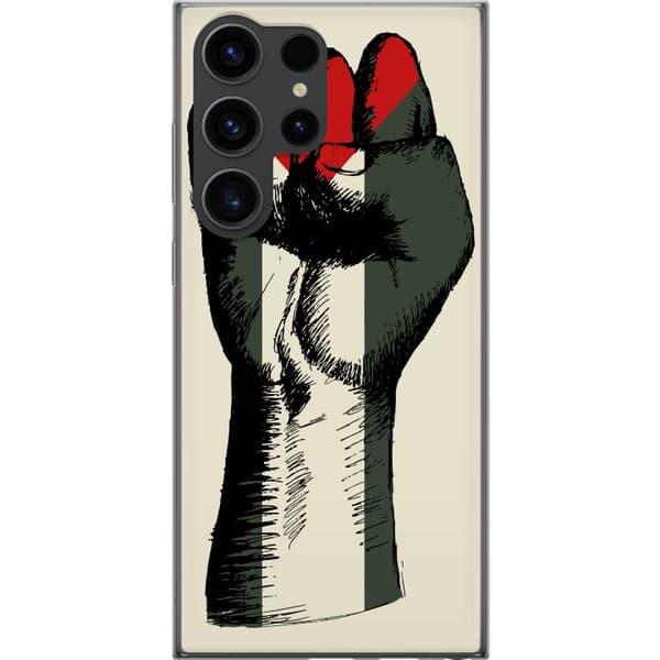 Samsung Galaxy S24 Ultra Gjennomsiktig deksel Hand knyttet i Palestinas farger - kraftig symbol for frihetsbevegelsen