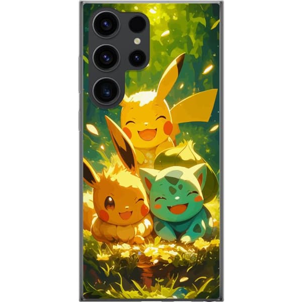 Samsung Galaxy S24 Ultra Gjennomsiktig deksel Pixelmonster spillstil - fargerik design for retro-elskende spillere