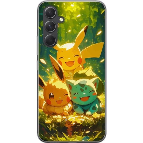 Samsung Galaxy S24+ Gjennomsiktig deksel Pixelmonster spillstil - fargerik design for retro-elskende spillere