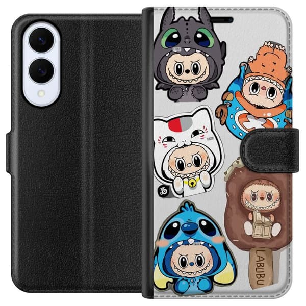 Samsung Galaxy S25 Edge Tegnebogsetui Labubu figur samling - Pop Mart Labubu The Monsters i farverigt design