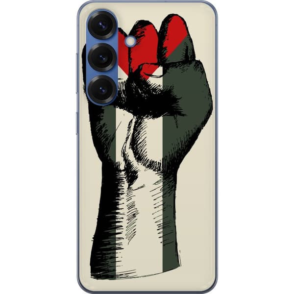 Samsung Galaxy S25+ Gjennomsiktig deksel Hand knyttet i Palestinas farger - kraftig symbol for frihetsbevegelsen