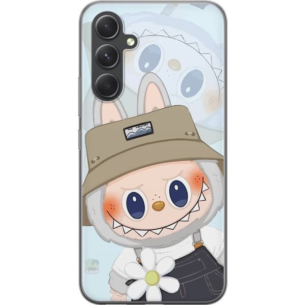 Samsung Galaxy S24 FE Gennemsigtig cover Labubu med hat - Pop Mart figur Mr. Butcher i retro-stil med karakter