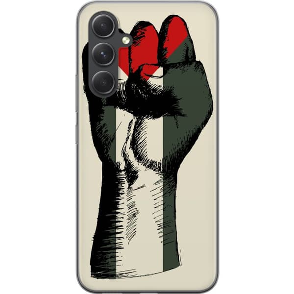 Samsung Galaxy S24 FE Gjennomsiktig deksel Hand knyttet i Palestinas farger - kraftig symbol for frihetsbevegelsen