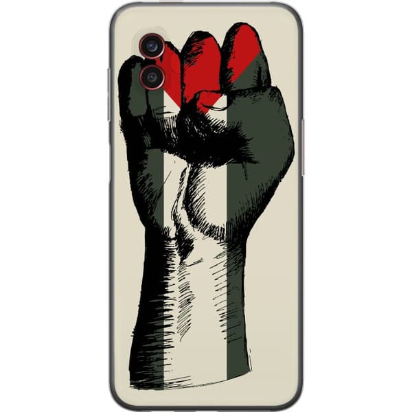 Samsung Galaxy Xcover6 Pro Genomskinligt Skal Hand knuten i Palestinas färger – kraftfull symbol för frihetsrörelsen
