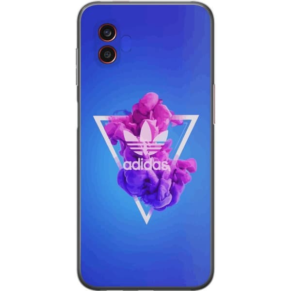 Samsung Galaxy Xcover6 Pro Gennemsigtig cover Adidas-inspireret blåt design - sporty motiv med retrovibe i blå toner