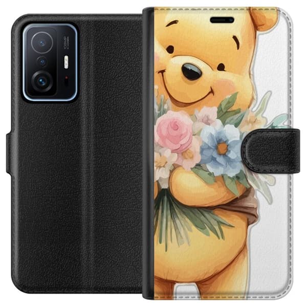 Xiaomi 11T Plånboksfodral Nalle Puh med blommor – klassisk barnfavorit i blommande vårmiljö