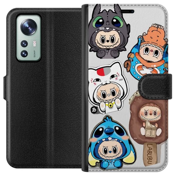 Xiaomi 12 Lompakkokotelo Labubu hahmokokoelma - Pop Mart Labubu The Monsters väriluulisessa muotoilussa